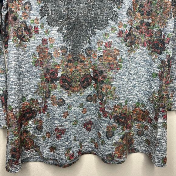 Vintage Cactus Y2K Rhinestone Embellished Top L Floral Western 3/4 Sleeve Boho - Picture 8 of 10